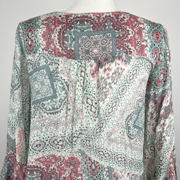 Haute Hippie Boho Peasant Patchwork Print Tunic Top XS Flowy Artsy Lagenlook - Picture 8 of 14